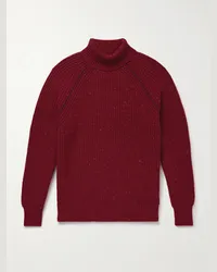 Inis Meáin Pullover a collo alto in misto lana merino e cashmere a coste Boatbuilder Rosso