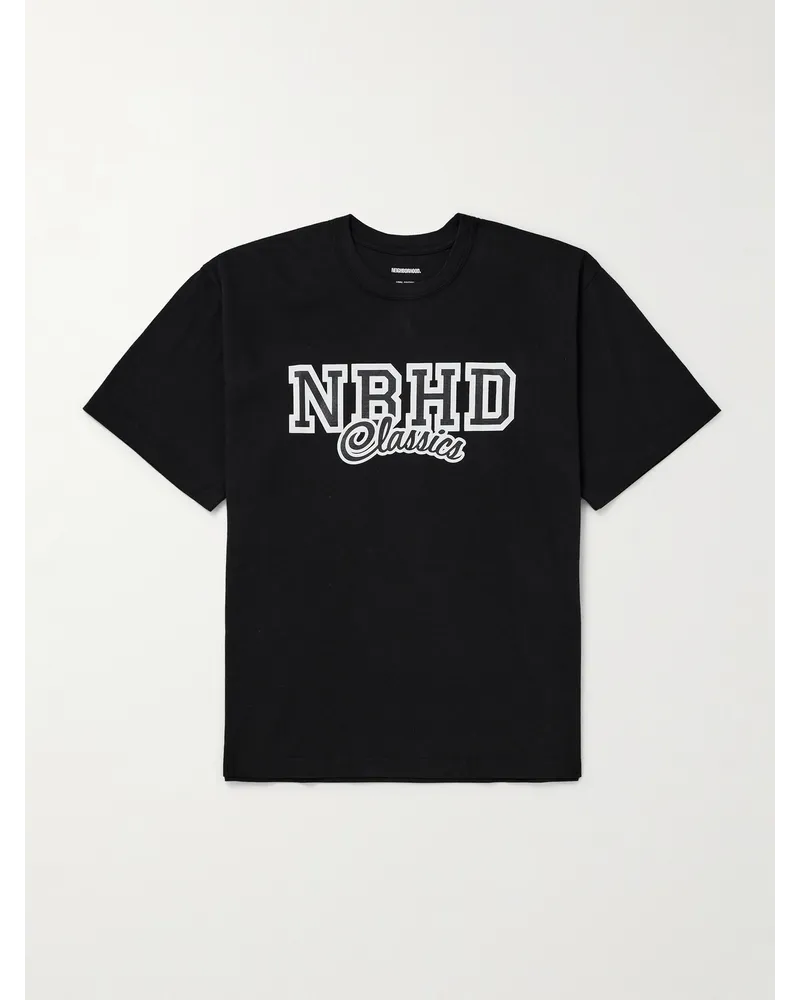 Neighborhood T-shirt in jersey di cotone con logo Nero