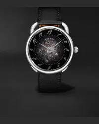 Hermès Orologio automatico 40 mm in acciaio inossidabile con cinturino in pelle Arceau Squelette, N. rif. W055631WW00 Nero