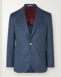 Brunello Cucinelli Giacca in tweed di misto seta, lana e cashmere Blu