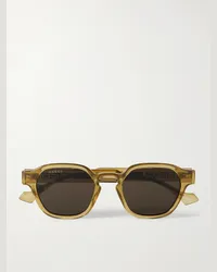 Gucci Occhiali da sole in acetato e metallo canna di fucile con montatura rotonda La Piscine Giallo