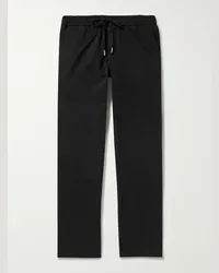 MR P. Pantaloni a gamba dritta in twill di misto cotone con coulisse Nero