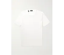Tom Ford T-shirt slim-fit in misto lyocell e cotone Placed Rib Bianco