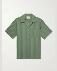 NN 07 Camicia in cotone biologico jacquard con colletto convertibile Julio 5712 Verde