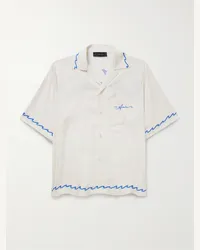 Amiri Camicia in crêpe de chine con logo e colletto convertibile Wave Bianco