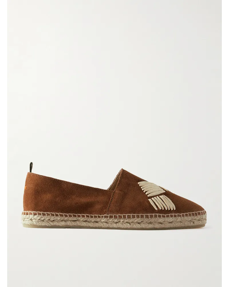 Castañer Espadrillas in camoscio con finiture in rafia Percy Marrone