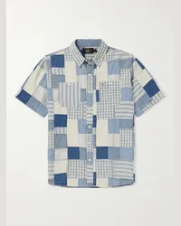 RRL Camicia in cotone patchwork Farrell Blu