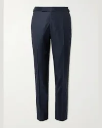 Tom Ford Pantaloni a gamba dritta in lana sharkskin Shelton Blu