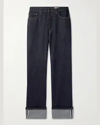 Alexander McQueen Jeans a gamba dritta in denim cimosato Blu