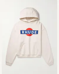 RHUDE Felpa in jersey di cotone con logo e cappuccio Vintage Racer Neutri