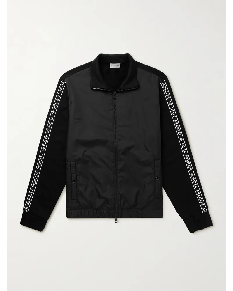 Moncler Logo-Appliquéd Cotton-Jersey and Shell Track Jacket Nero