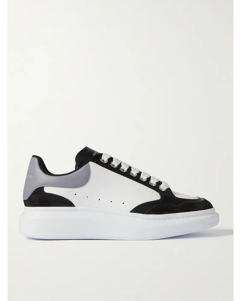 Alexander McQueen Sneakers in pelle con finiture in camoscio e suola oversize Nero