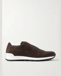 John Lobb Sneakers slip-on in nubuck Lift Marrone