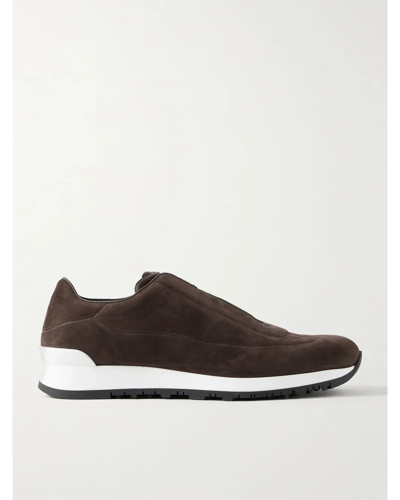 John Lobb Sneakers slip-on in nubuck Lift Marrone