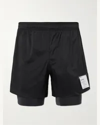 Satisfy Shorts a gamba dritta in shell TechSilk™ e Justice™ a strati Nero