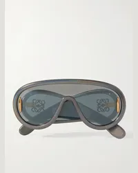 Loewe Paula's Ibiza Occhiali da sole oversize in acetato glitterato con montatura D-frame Wave Mask Grigio