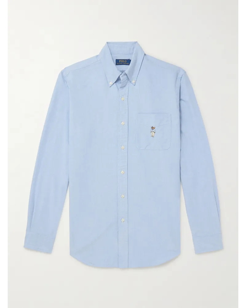 Ralph Lauren Camicia in cotone Oxford con logo ricamato e collo button-down Blu