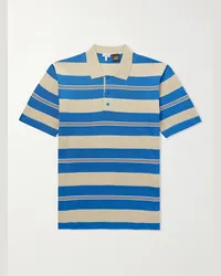 Loewe Paula’s Ibiza Polo in misto seta, lino e cotone a righe Blu