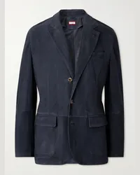 Brunello Cucinelli Blazer in camoscio Blu