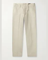 Tom Ford Pantaloni chino a gamba dritta in cotone Neutri