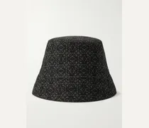 Cappello da pescatore reversibile in misto cotone e shell con logo jacquard