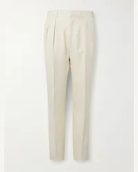 Tom Ford Pantaloni slim-fit a gamba dritta in seta con pinces Atticus Neutri