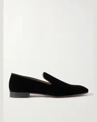 Christian Louboutin Mocassini in velluto con finiture in gros-grain Dandelion Nero