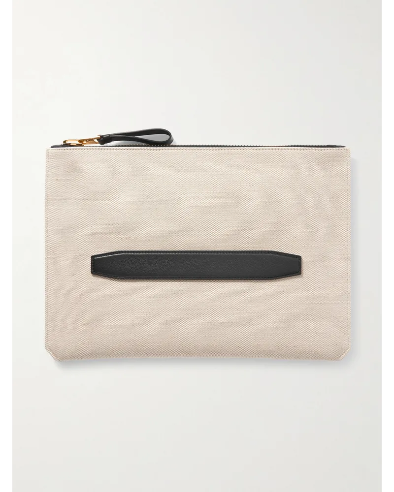 Tom Ford Portadocumenti in tela con finiture in pelle Buckley Bianco