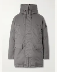 Stone Island Piumino stile parka in twill di lana spalmato con logo applicato Ghost Grigio