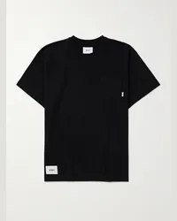 WTAPS T-shirt in jersey di cotone con stampa e logo applicato Nero