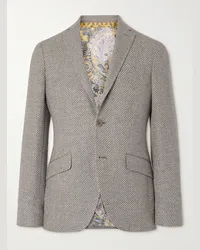 Etro Blazer slim-fit in misto lana e cashmere natté Grigio