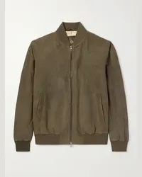 Loro Piana Bomber in camoscio Verde