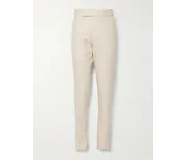 Pantaloni a gamba affusolata slim-fit in tela di seta Atticus