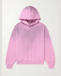 Acne Studios Felpa in jersey di misto cotone tinta in capo effetto consumato con cappuccio e logo Rosa