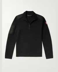 Canada Goose Pullover slim-fit in lana merino con finiture in CORDURA e mezza zip Stormont Nero