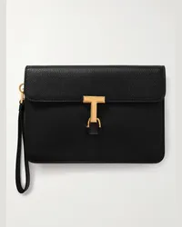 Tom Ford Pochette in pelle pieno fiore Monarch Nero