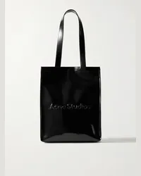 Acne Studios Tote bag in tessuto spalmato lucido con logo goffrato Nero