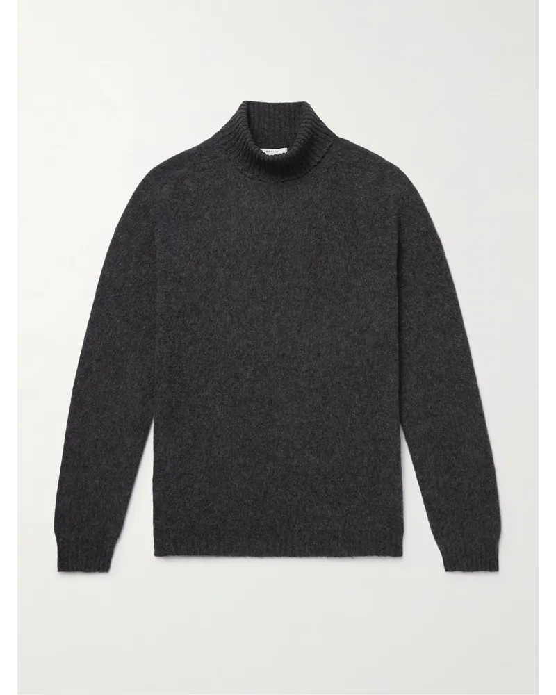 Boglioli Pullover a collo alto in misto lana e cashmere spazzolato Grigio