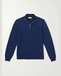 Brunello Cucinelli Pullover in cashmere con mezza zip Blu