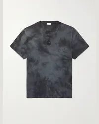 Alexander McQueen T-shirt in jersey di cotone tie-dye con logo ricamato Nero