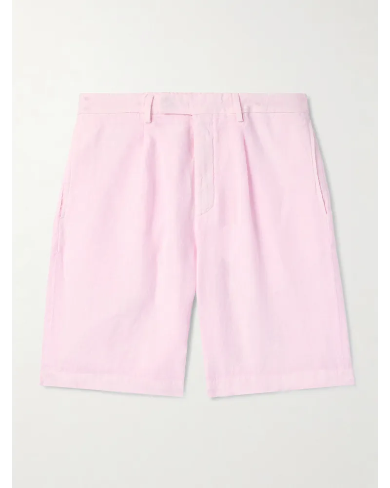 Boglioli Shorts a gamba dritta in lino con pinces Rosa