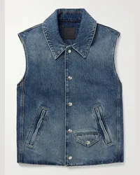 Givenchy Gilet in denim con logo ricamato Blu