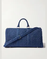 Bottega Veneta Borsone in denim con motivo Intrecciato Blu