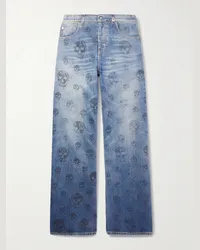 Alexander McQueen Jeans a gamba dritta stampati Blu