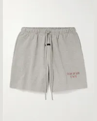 Fear of God Shorts a gamba larga in jersey di misto cotone con coulisse e logo Grigio