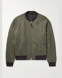 Tom Ford Bomber in raso con finiture in pelle Verde