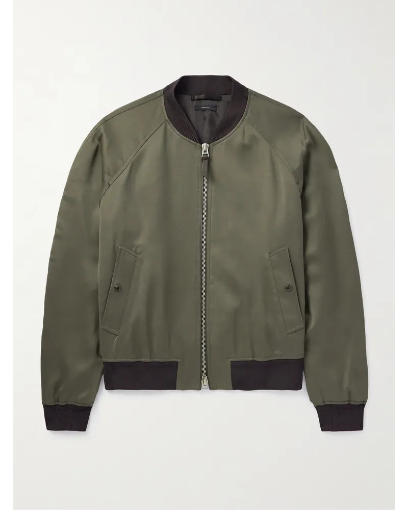 Tom Ford Bomber in raso con finiture in pelle Verde