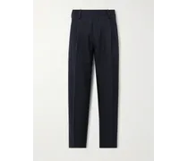 Pantaloni slim-fit a gamba affusolata in misto cotone e lana vergine con pinces