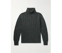 Pullover a collo alto in misto lana a coste con logo applicato