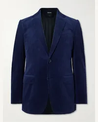 Ermenegildo Zegna Giacca in velluto a coste di misto cotone Blu